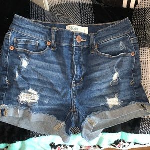 Ripped jean shorts